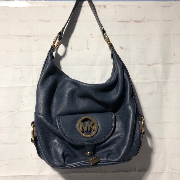 Michael Kors Fulton Navy Leather Hobo - Picture 1 of 16